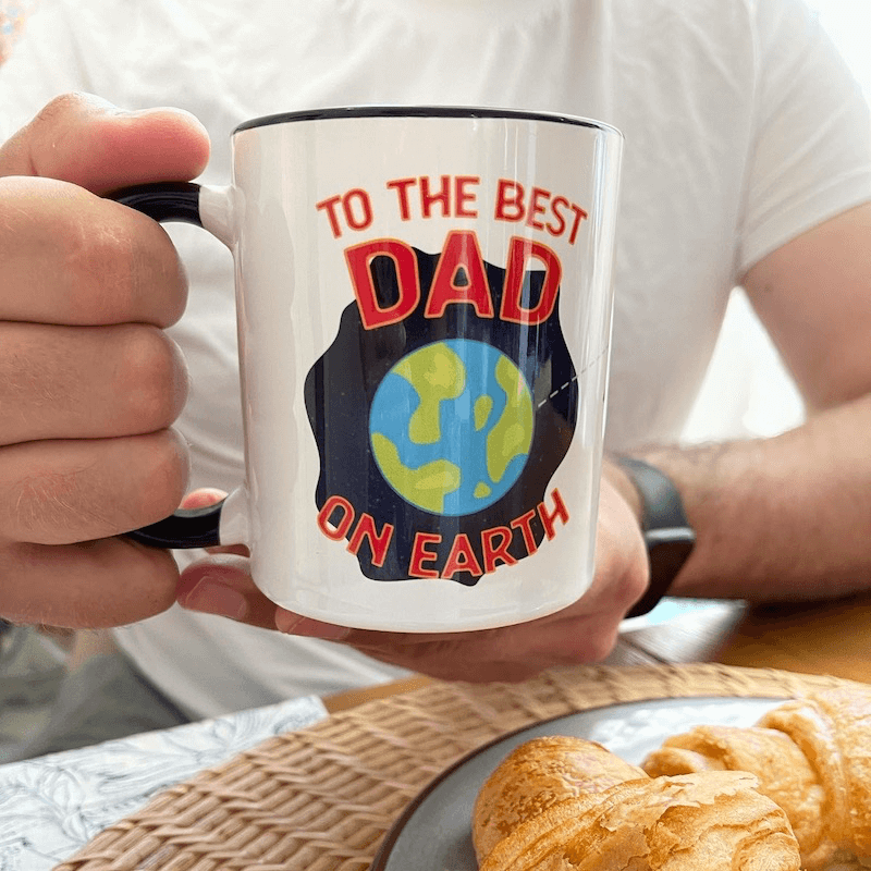 "To the best dad on earth" mug representing our Father's Day collection