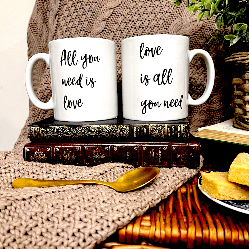 "The Beatles - All you need is love" couples mug set representing our gifts for couples collection