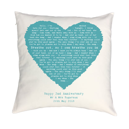 Personalised Heart Lyrics Cushion