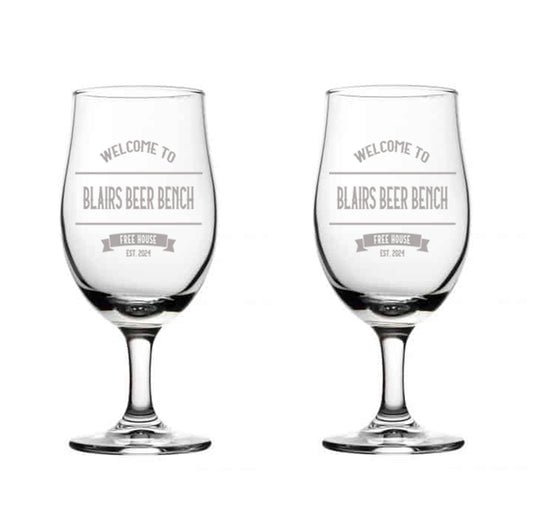 Set of Two Personalised Vintage Pub Design Beer Glasses