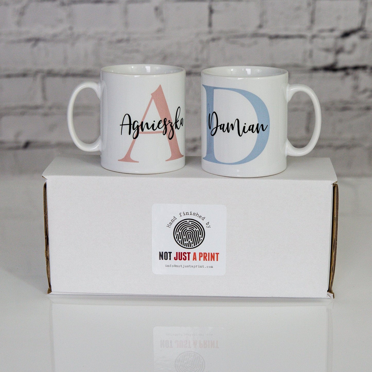 Wedding Gift Mug Set - Any Initials With Personalisation - Great For Couple For Anniversary Or Christmas