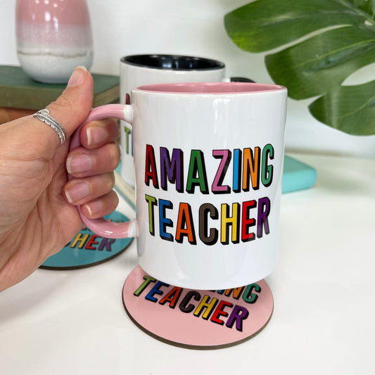 Personalised Amazing Teacher Mug & Coaster Gift Set
