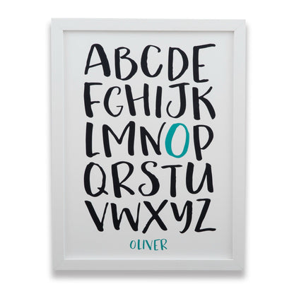 Modern Nursery Print - Personalised Alphabet Print For Baby Or Kids Bedroom - Kids Birthday Gift