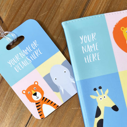 Jungle Animals Print - Passport Photos Cover Personalised With Any Name - Gift For Child Kid Toddler