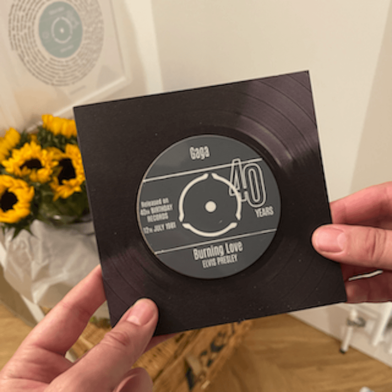 record vinyl greetings card representing our greetings card collection