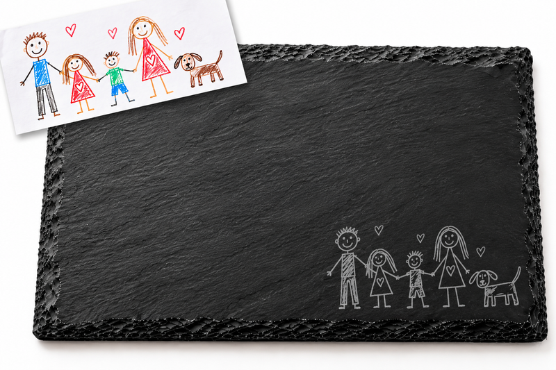 Your Child’s Drawing Christmas Serving Platter – Personalised Engraved Slate Keepsake