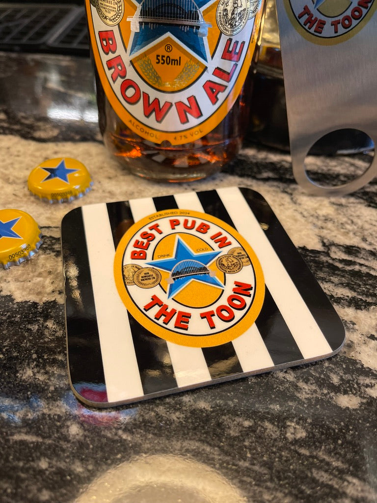 Best Pub in the Toon Coasters – Newcastle Football Inspired Bar Design – Set of 4