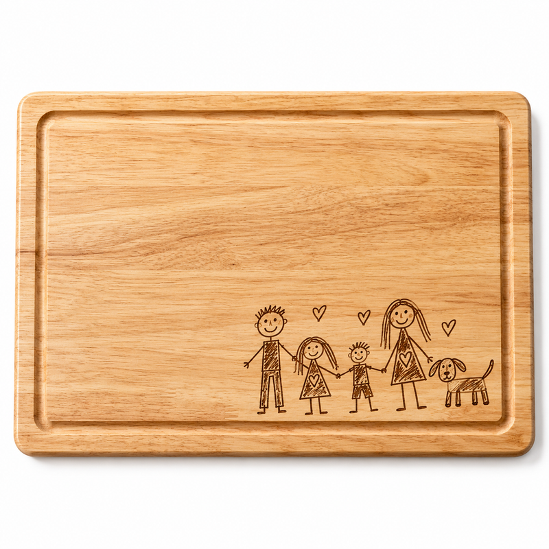 Your Child’s Drawing Christmas Chopping Board – Personalised Engraved Wooden Keepsake