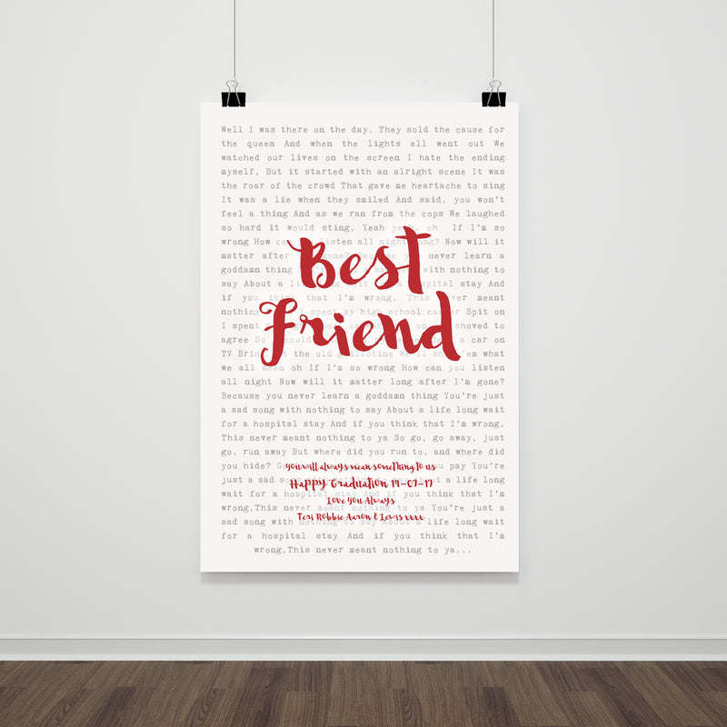 Our Song Lyrics Print – Personalised Couple Song Wall Art Gift