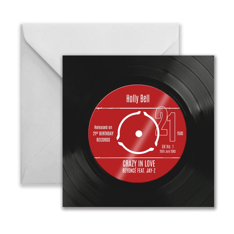 Personalised 21st Birthday Greetings Card Optional Coaster - With Number 1 Single Day Born Or Favourite Song