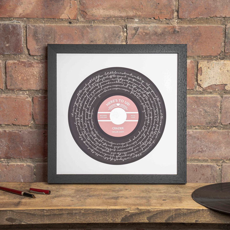 Solid Script Record Style Personalised Song Lyrics Print
