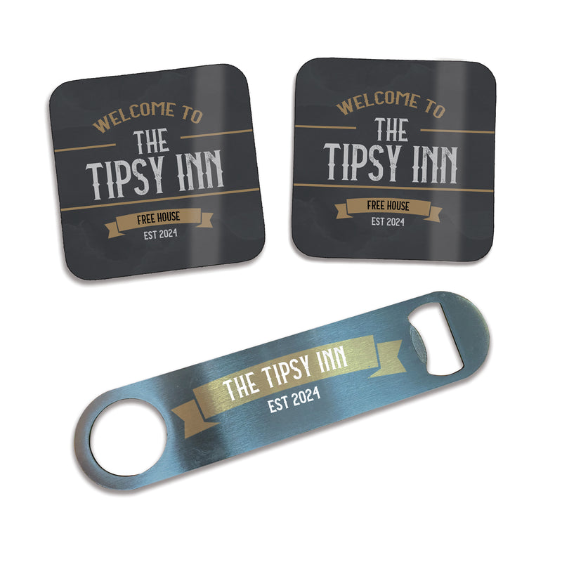 Personalised Vintage Pub Bar Set – Custom Home or Garden Pub Gift