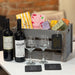 Personalised Double Red Wine Crate with two Tanners red wines, engraved glasses, and gourmet treats