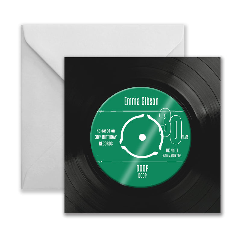 Personalised 30th Birthday Greetings Card Optional Coaster - With Number 1 Single Day Born Or Favourite Song