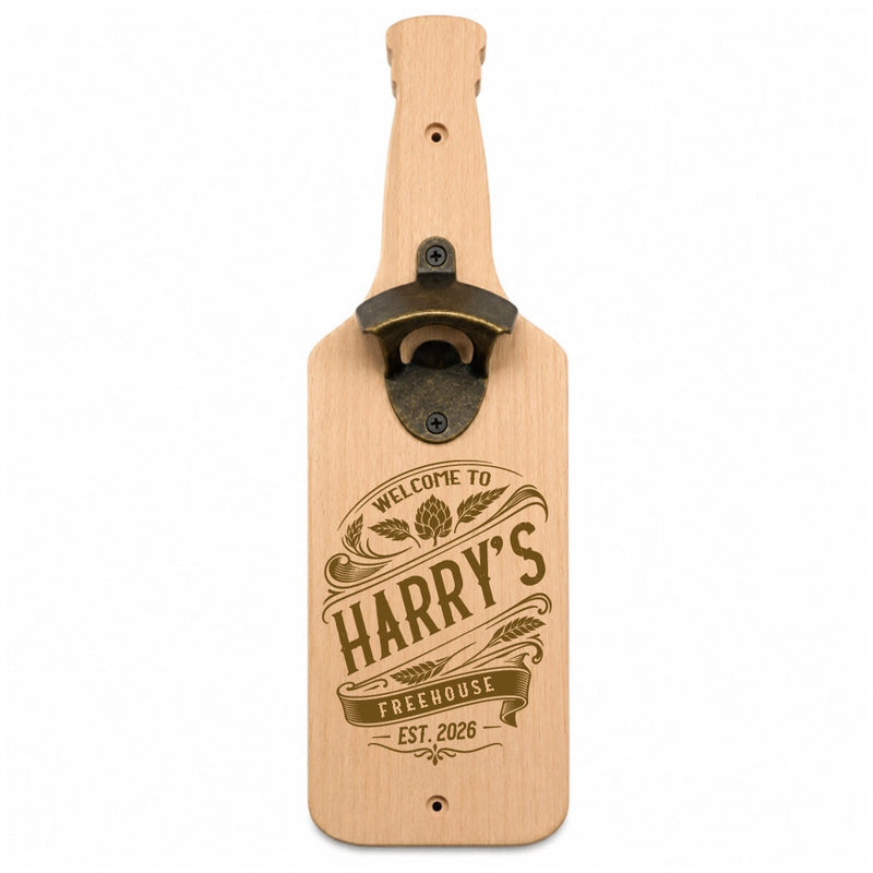 Personalised Solid Beech Bottle Opener | Vintage Home Bar