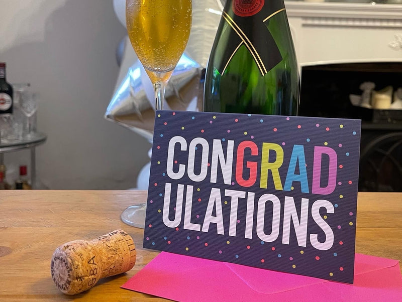 ConGRADulations Graduation Celebration Card & Pin Badge | University Degree Congratulations Greetings Card UK Design