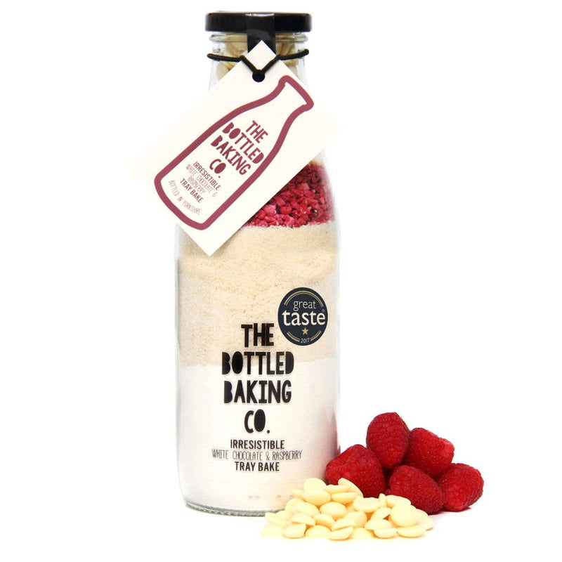 Irresistible White Chocolate &amp; Raspberry Tray Bake Mix + FREE Personalised Apron