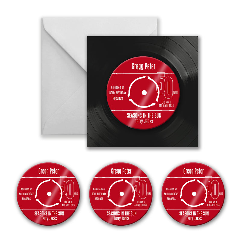 Personalised 50th Birthday Greetings Card & Coaster