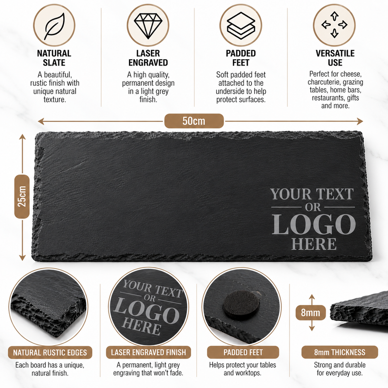 Personalised Engraved Slate Serving Board – Add Your Text or Logo