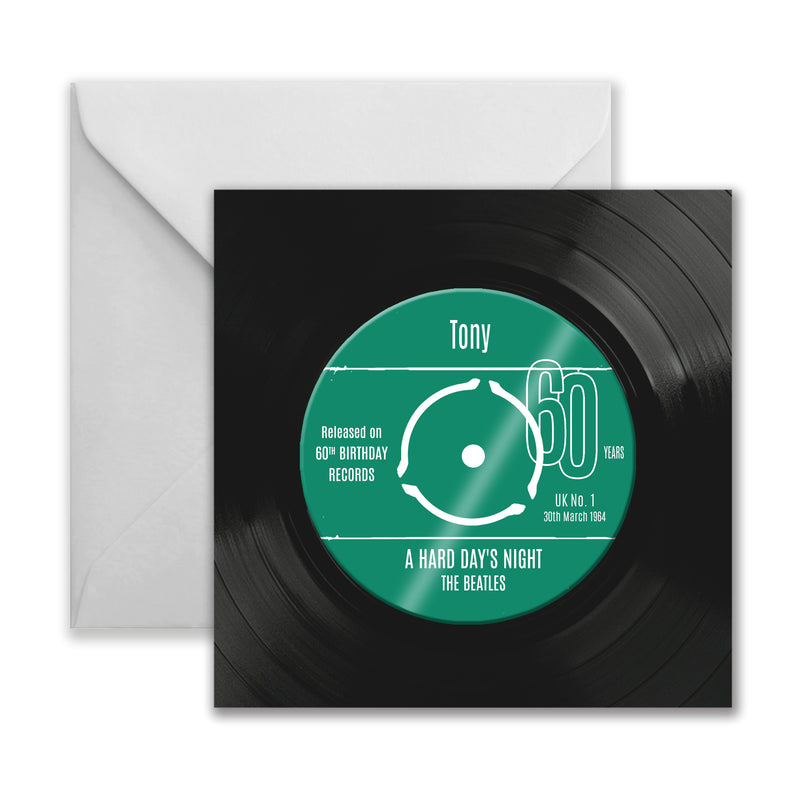Personalised 60th Birthday Greetings Card Optional Coaster - With Number 1 Single Day Born Or Favourite Song