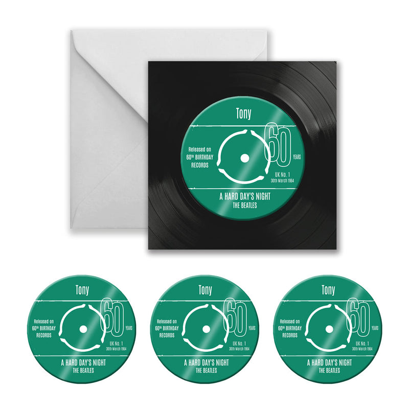 Personalised 60th Birthday Greetings Card Optional Coaster - With Number 1 Single Day Born Or Favourite Song