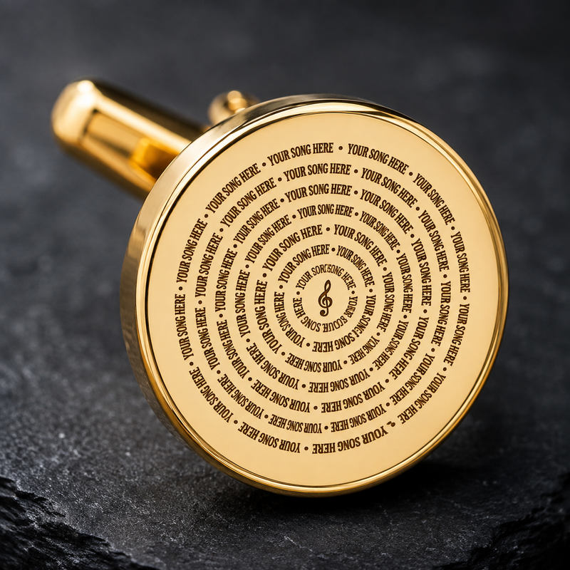 Personalised Song Lyric Cufflinks – Custom Engraved Round Cufflinks with Your Favourite Song