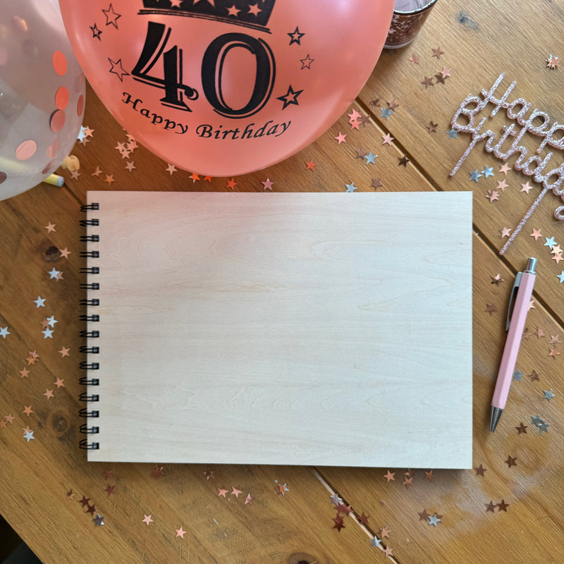 40th Birthday Personalised Wooden Engraved Guest Book