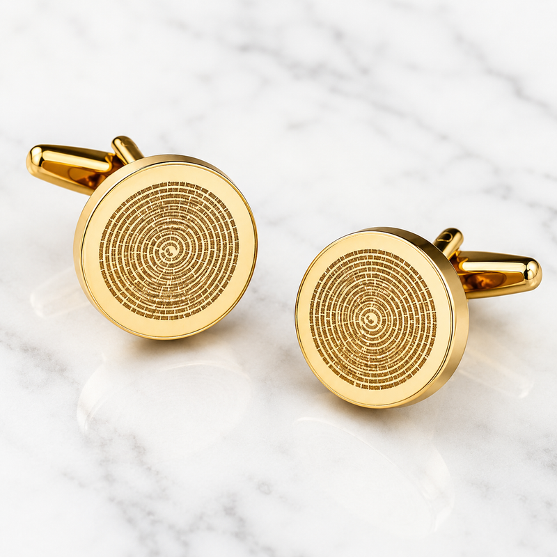 Personalised Song Lyric Cufflinks – Custom Engraved Round Cufflinks with Your Favourite Song