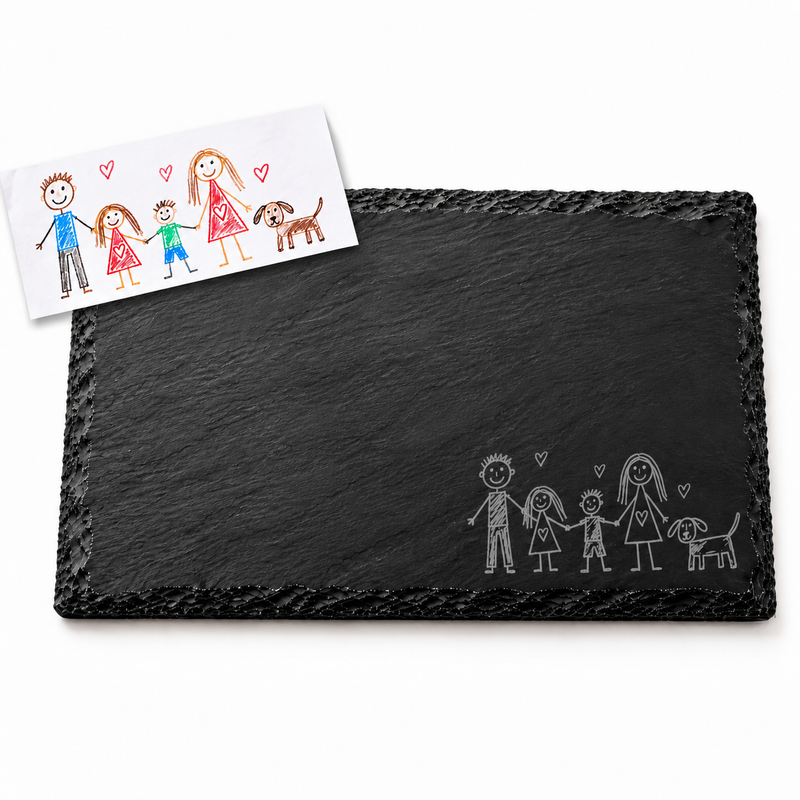 Your Child’s Drawing Christmas Serving Platter – Personalised Engraved Slate Keepsake