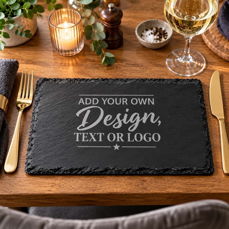 Personalised Slate Placemat – Add Your Own Design, Text or Logo – 30 × 20cm