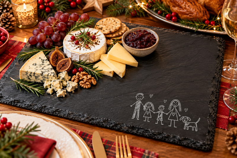 Your Child’s Drawing Christmas Serving Platter – Personalised Engraved Slate Keepsake