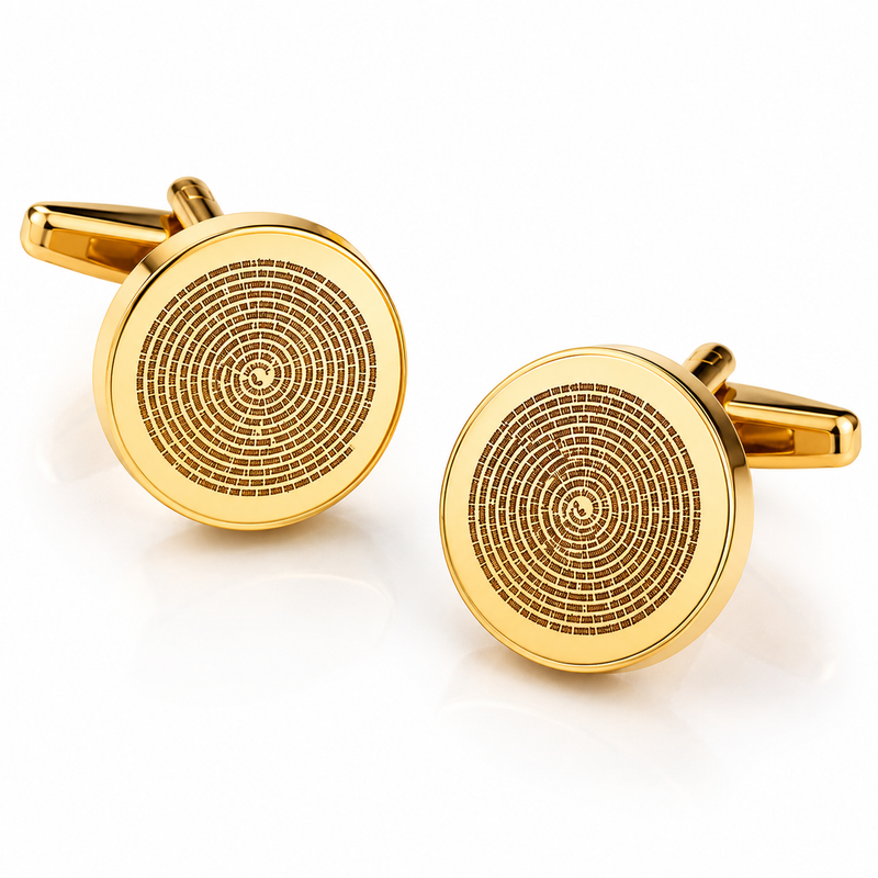 Personalised Song Lyric Cufflinks – Custom Engraved Round Cufflinks with Your Favourite Song