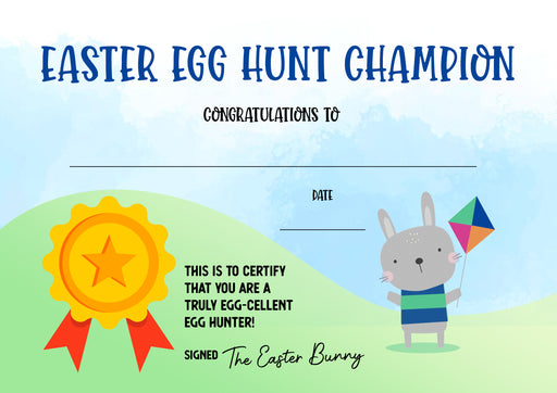 Easter egg hunt certificate with bunny