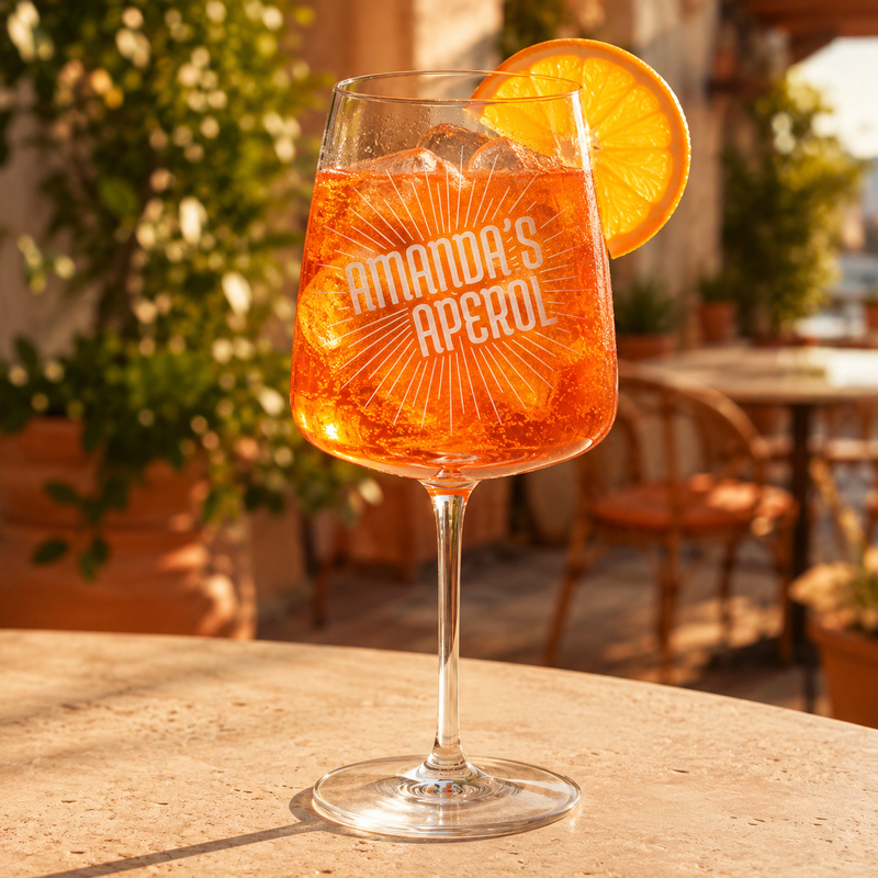 Personalised Aperol Spritz Glass – Engraved Name Gift