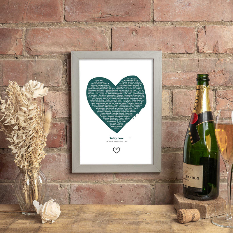 Personalised Favourite Song Lyrics Heart Print Abstract Design