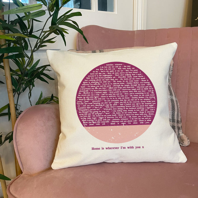 Personalised Song Lyrics Circle Cushion – Custom Date Music Gift