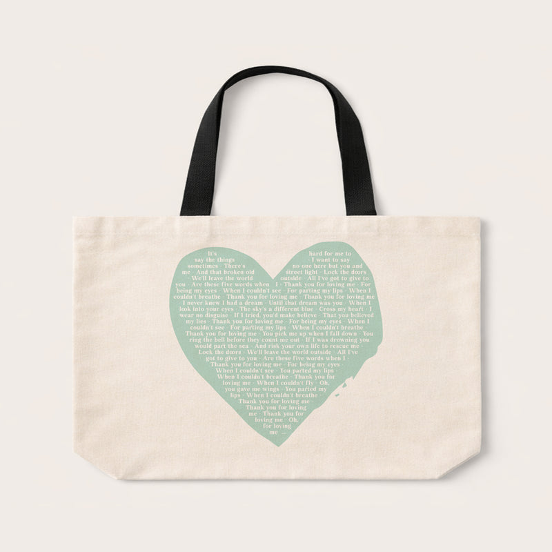 Personalised Song Lyrics Heart Tote Bag – Custom Music Gift