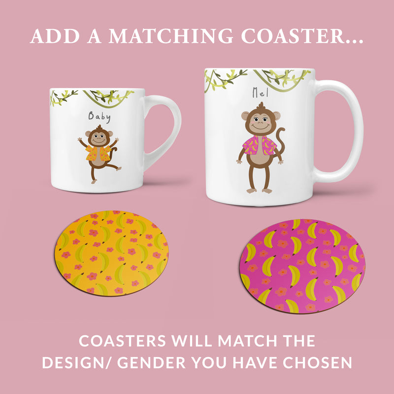 Cheeky Monkey Personalised Family Mugs and Coasters