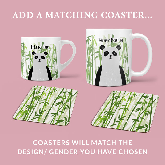 Panda Bear Personalised Mug and Coaster Set - Fun Mummy Daddy Baby Panda Family Gift - Mama Papa Toddler Mug Set Christmas Eve Present