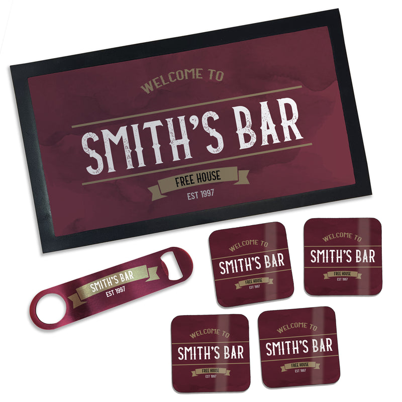 Personalised Vintage Pub Bar Set – Custom Home or Garden Pub Gift