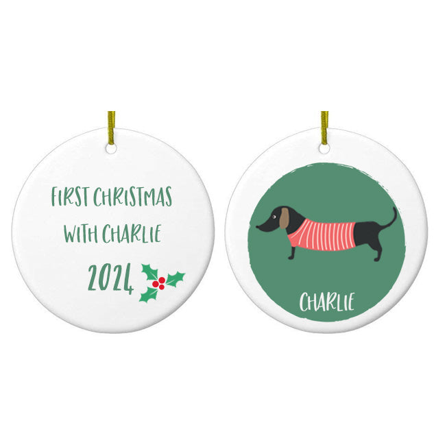 Personalised Black Dachshund Christmas Bauble