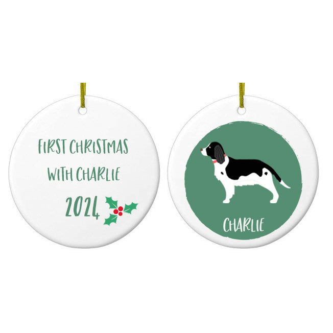 Personalised Black Springer Spaniel Christmas Bauble