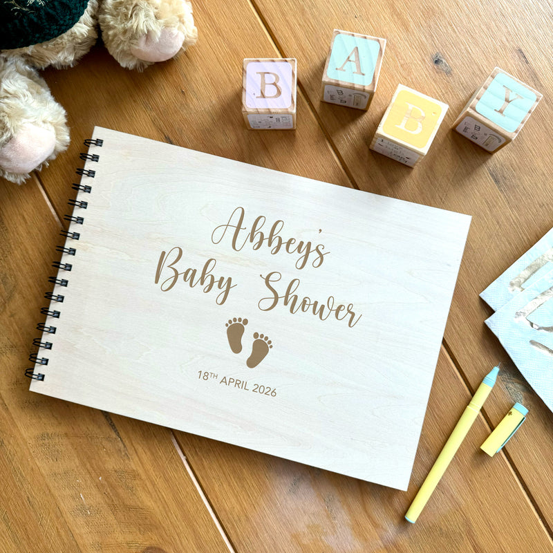 Baby Shower Wooden Engraved Guest Book