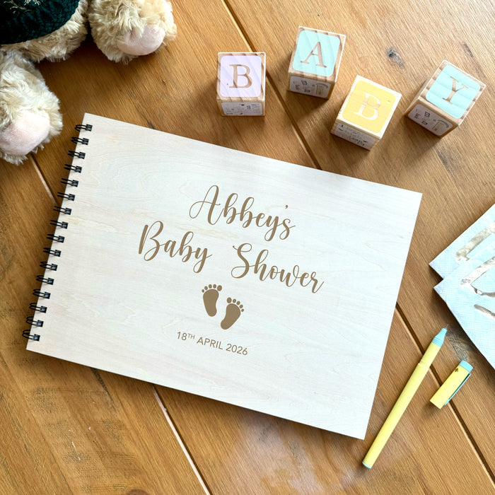 Baby Shower Wooden Engraved Guest Book