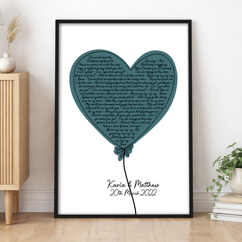 Favourite Song Lyrics Contemporary Heart Print
