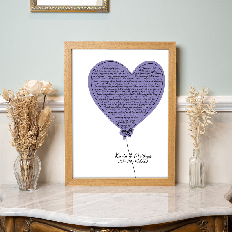 Favourite Song Lyrics Contemporary Heart Print