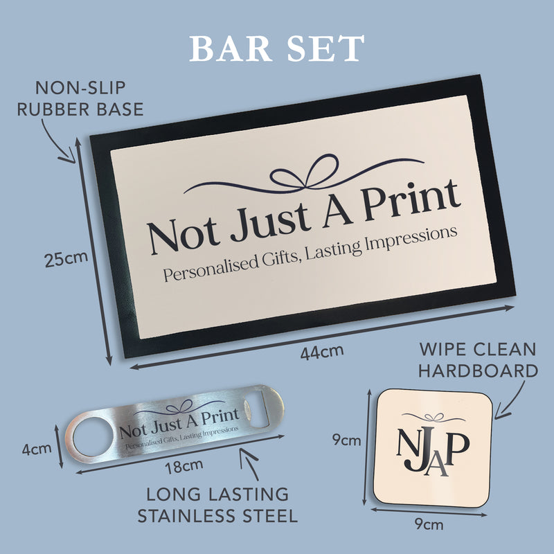 Cocktail Bar Personalised Bar Mat & Coasters