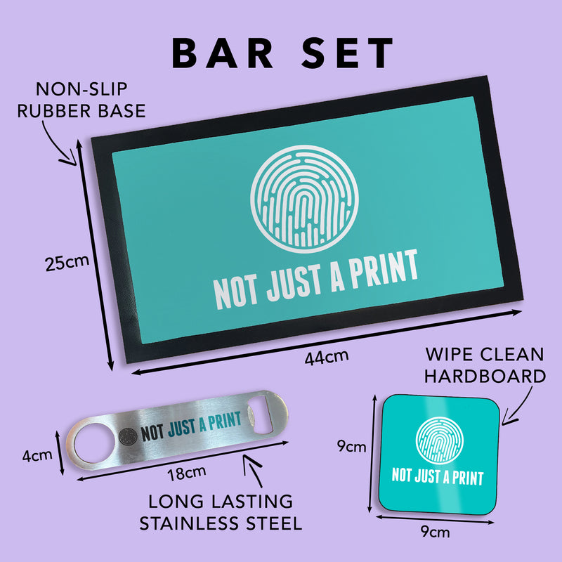Deluxe Personalised Bar Crate Set – Custom Bar Mat, Glasses & Accessories