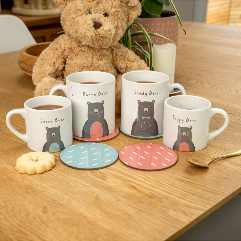 alt="personalised bear family mug set mum dad baby matching mugs"