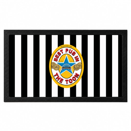 Personalised Best Pub in the Toon black and white bar mat